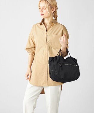 LA BAGAGERIE 【MONICA】サイドギャザー2WAYトートバッグ Mサイズ ブラック