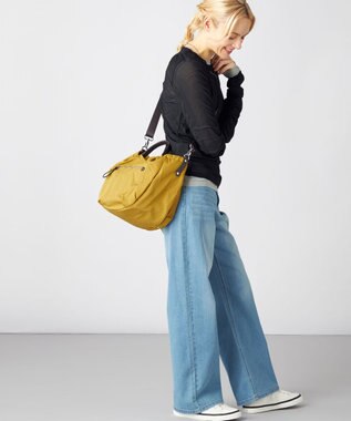 LA BAGAGERIE 【MONICA】サイドギャザー2WAYトートバッグ Mサイズ マスタード