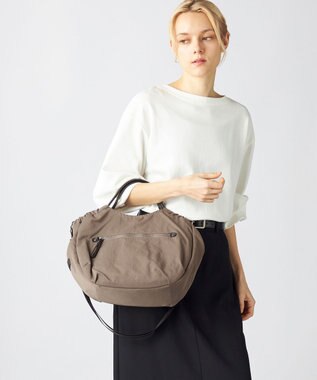 LA BAGAGERIE 【MONICA】サイドギャザー2WAYトートバッグ Mサイズ ベージュ