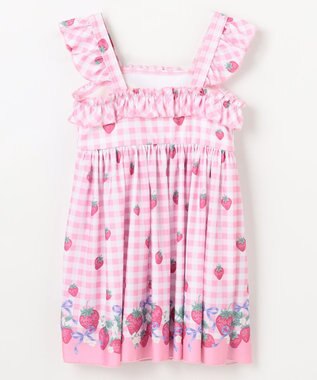 ANY KIDS ギンガム×フルーツ ワンピース水着 ピンク×イチゴ