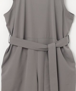 Feroux 【洗える】ショルダーフリル オールインワン グレー系