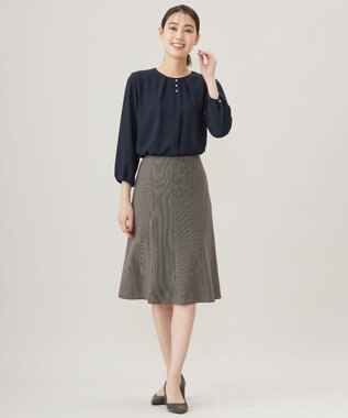 J.PRESS LADIES L ストレッチジョーゼット カットソー ネイビー系