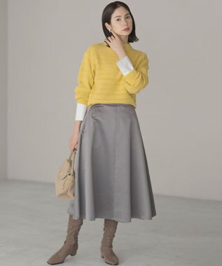 組曲 L 【WEB限定カラーあり】透かし編みバルキーボーダー柄ニット 【WEB限定】イエロー系9