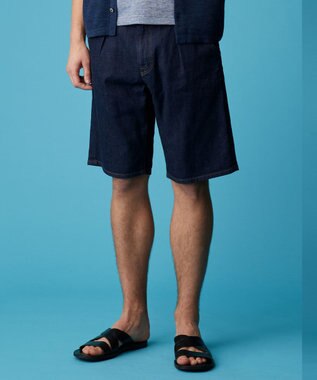 JOSEPH ABBOUD 夏デニム【JAPANファブリック/ストレッチ/軽量】ライトオンスストレッチデニム ショーツ ネイビー系