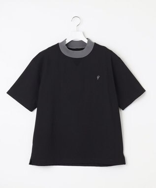 23区GOLF 【23Fondation/MEN】バイカラー モックネックシャツ 余裕のあるサイズ感 着疲れしない ブラック系