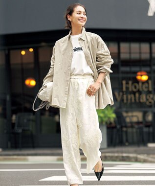 UNFILO 【ウエストゴム】ボタニカル エンブロイダリー パンツ