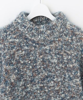自由区 カラーミックスツイード クロップドニット ブルー系8