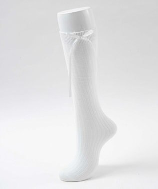 WEGO リボンリブハイソックス ホワイト