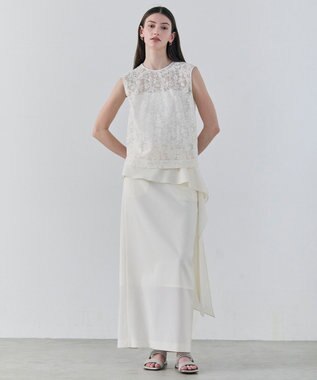 BEIGE， FLUORITE / 異素材コンビ レースブラウス Ecru