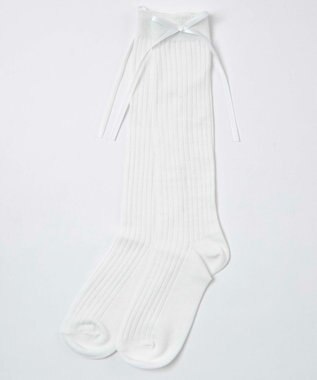 WEGO リボンリブハイソックス ホワイト