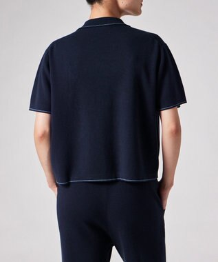 Paul Smith ハンドクラフトエンブロイダリー 半袖ニットシャツ ネイビー