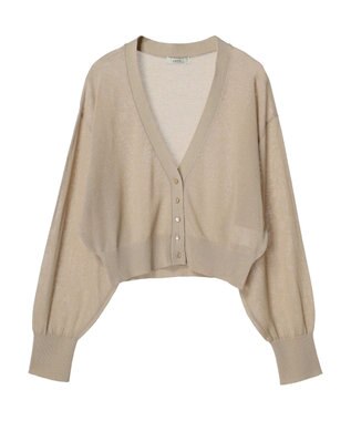 earth music&ecology シアーラメＶネックカーディガン Beige