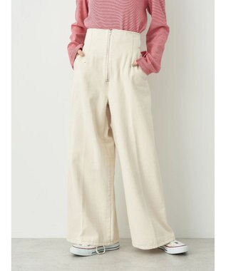 earth music&ecology フロントジップデニムパンツ Ivory