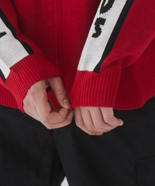 WEGO 【ユニセックス着用ITEM】レーシンググラフィックニットブルゾン レッド