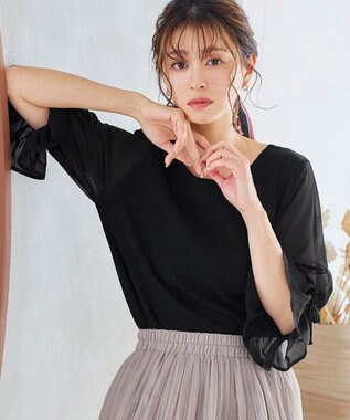 Tiaclasse 【洗える】キャンディースリーブニットトップス ブラック