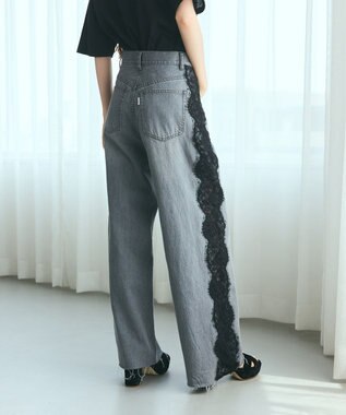 サイドレースデニムパンツ