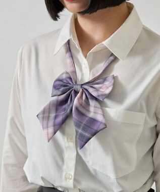 WEGO 【SCHOOLITEM】チェックスクールリボン パープルチェック1