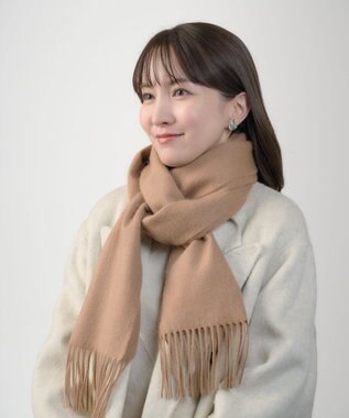 MOONBAT プラスムーンバット (+moonbat) カシミヤ100％無地マフラー 洗える 190㎝×30㎝ キャメル
