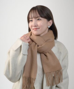 MOONBAT プラスムーンバット (+moonbat) カシミヤ100％無地マフラー 洗える 190㎝×30㎝ キャメル