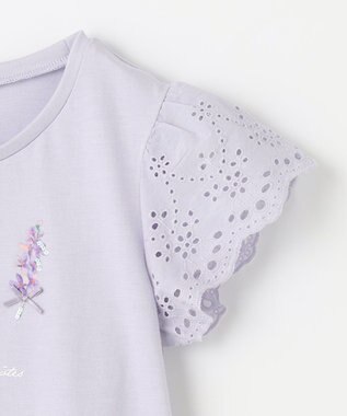 ANY KIDS フラワー スパンコール Tシャツ サックスブルー