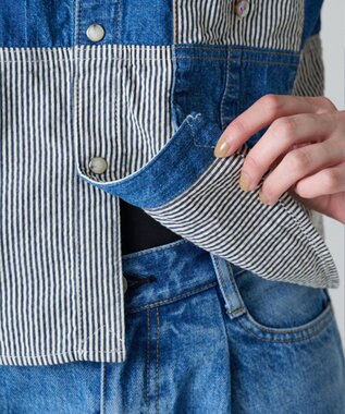 Ripo trenta anni PATCH WORK DENIM SH クロップド丈 デニムシャツ INDIGO