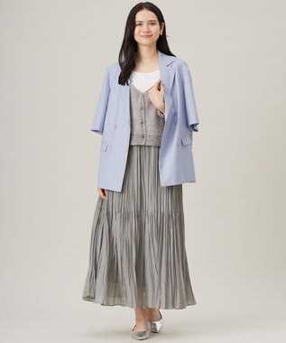 自由区 【洗える】ハーフスリーブ ジャケット サックス