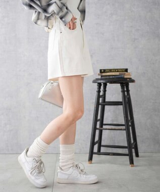 WEGO 台形デニムショートパンツ オフホワイト