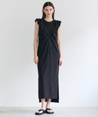 BEIGE， MALLOW / コットンタック バルーンスリーブドレス Black