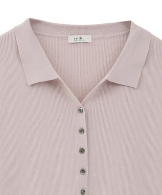 earth music&ecology 【接触冷感】襟付きニットカーディガン Pink