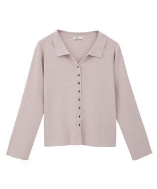 earth music&ecology 【接触冷感】襟付きニットカーディガン Pink