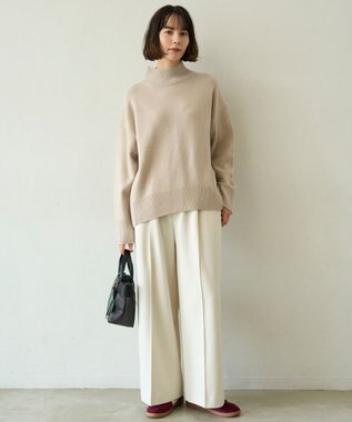 UNFILO カシミヤブレンド ハイネックニット ベージュ