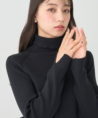 earth music&ecology 【イージーケア】【洗濯機洗い可】レンチング(TM)エコヴェロ(TM)(リブタートル) Black