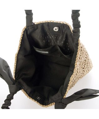 UNBILLION カシュカシュ cachecache / 下がりリボン柄編みトート カゴバッグ ブラック