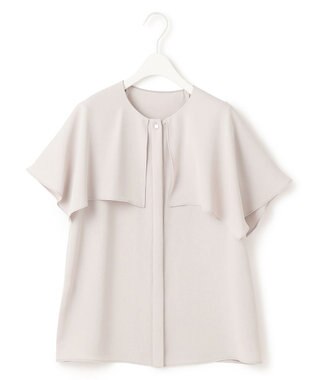 ICB L 【UVカット・接触冷感・防シワ・洗える】エステルダブルクロス ハンカチーフスリーブブラウス トープ系