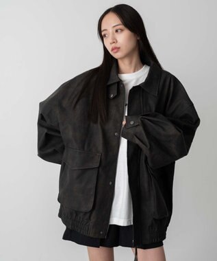 WEGO 【ユニセックス着用ITEM】エコレザー2WAYフライトジャケット 柄1