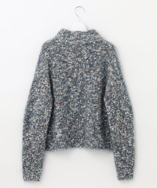 自由区 カラーミックスツイード クロップドニット ブルー系8
