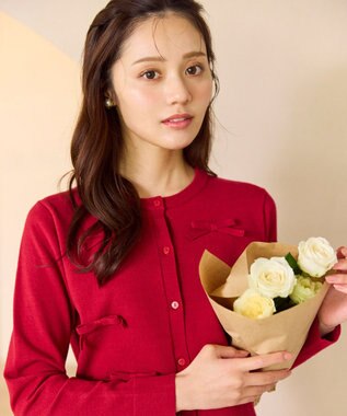 Feroux リボンディテール カーディガン レッド系
