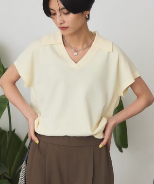 AMERICAN HOLIC フレンチスリーブスキッパールーズニットプルオーバー Yellow