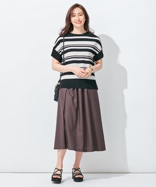 自由区 【抗菌/サスティナブル/セット着用可】EASY SET UP フレアスカート ダークブラウン系