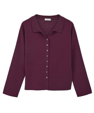 earth music&ecology 【接触冷感】襟付きニットカーディガン Bordeaux