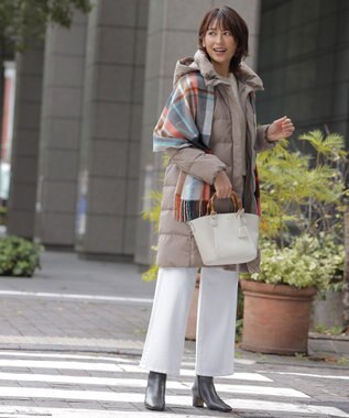 J.PRESS LADIES カシミヤチェック マフラー オレンジ系