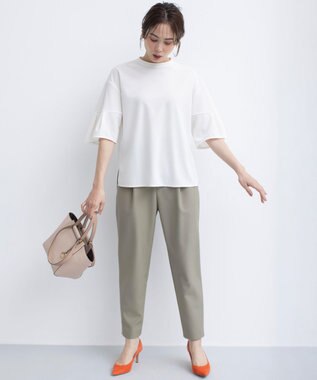 組曲 【洗える・ストレッチ】プランタンカラークロップド パンツ モカカーキ系