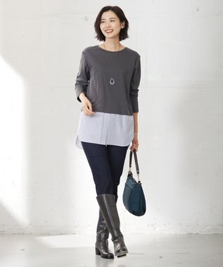 J.PRESS LADIES リバーシブル エポ リング ネックレス ネイビー系