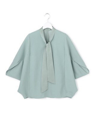 ICB L 【新色追加・WEB限定カラーあり】FluidBackSatin ドルマンスリーブボウタイブラウス