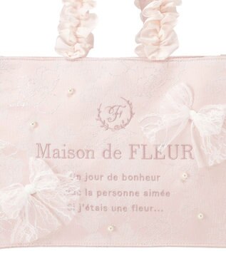 Maison de FLEUR レースリボンフリルハンドルスクエアトートSバッグ Light Pink