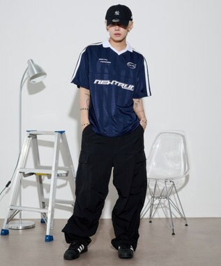 WEGO 【ユニセックス着用ITEM/MLサイズ展開】ラインゲームロゴT（SS） ネイビー