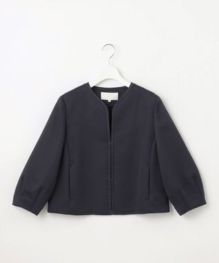 自由区 S 【洗える】グログランパフスリーブ ジャケット ダークネイビー