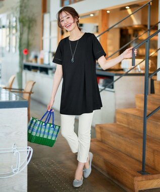 Tiaclasse L 【日本製】ドライモーメント裾スリットパンツ オフホワイト