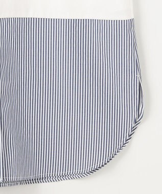 ANY SIS 【洗える】シャツコンビレイヤード カットソー ネイビーストライプ