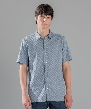 パターンジャガードストレッチ  /  レギュラーカラー半袖シャツ